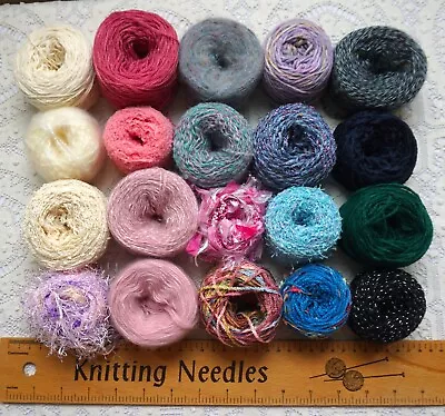 500 Gm Mixed Lot C🌸 20 Odd Ball Of Knitting Wool/Yarn 🌸  Multicolours Textures • £12.75