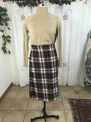 Vtg The London House 100% Wool Kilt Skirt Leather Straps Buckles SCOTLAND 16/18  • $79