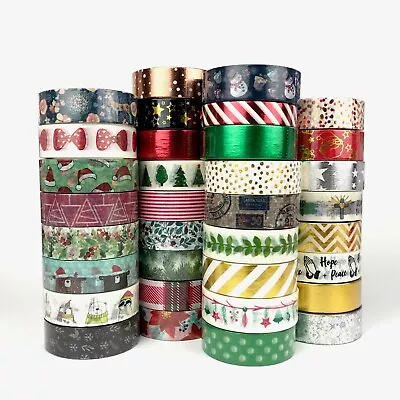 $5.50 • Buy Christmas Washi Tape X-mas Foil Snowman Reindeer Santa Hats Mistletoe Variety 