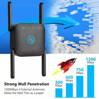 1200Mbps Dual Band Wireless WiFi Extender Repeater Router Range WiFi Booster AU • $29.95