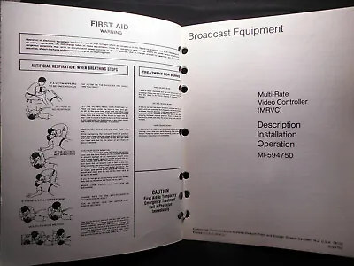 $19.95 • Buy Vintage Rca Broadcast Equip. ~ Multi-rate Video Controller (mrvc) Oper. Manual