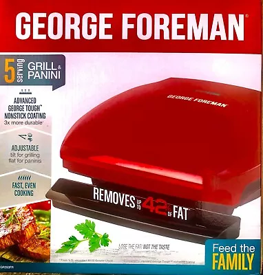 $52.99 • Buy GEORGE FOREMAN IN 1 GRILL LAYERED 5 Serving NON STICK GRILL AND PANINI GR350FR-L