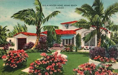 Postcard FL Miami Beach Florida A Winter Home Linen Unposted Vintage PC J4436 • £1.93