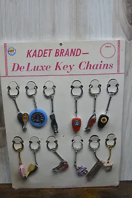 VINTAGE GENERAL STORE Pharmacy COUNTERTOP DISPLAY Kadet Brand Deluxe Key Chains • $44.95