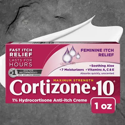 Cortizone-10 Maximum Strength Feminine Itch Cream 1% Hydrocortisone 1 Oz. • $8.99