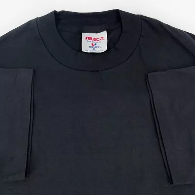 NOS Vintage 80s BLANK BLACK T-Shirt MEDIUM Single Stitch Soft Thin • $24.99