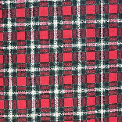 Vintage Daisy Kingdom Scottie Plaid Fabric Red Green Cotton 102  X 45  • $22.99