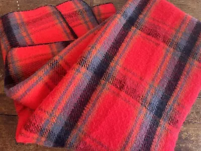 BEAUTIFUL Vintage Chatham Wool Blend Plaid Blanket Red Yellow/Blue 64x48 • $25