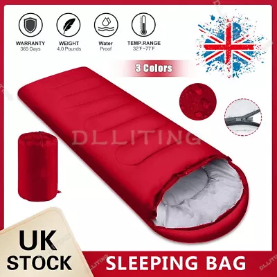 3 Season Single Sleeping Bags Rectangular Envelope Sleeping Bags Kids Adult • £11.99