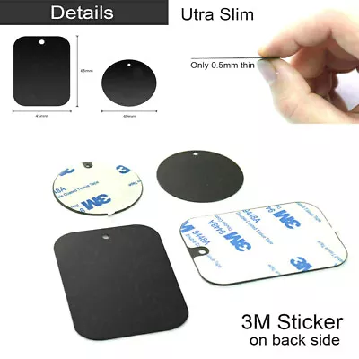 Magnetic Car Phone Holder Replacement Plates Spare Metal Plate Sticky Pad SET X2 • £1.95