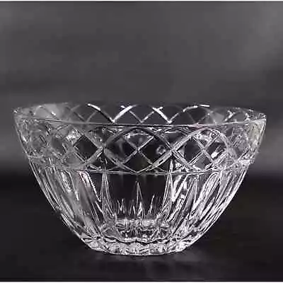 Sine Wave Banded 10  Crystal Fruit Bowl With Vertical Cuts Daisy Bottom • $24