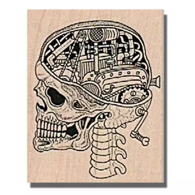 Mounted Rubber Stamp SKULL STEAMPUNK Stamp Skeleton Man Woman Head Face • $10.95