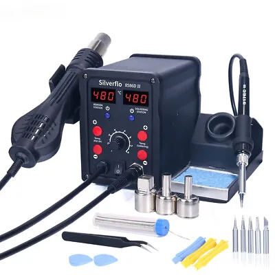 Soldering Station 2 IN 1 Hot Air Gun With 2 Digital Display For SMD Rework New • $111.26