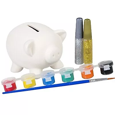 Paint Your Own Piggy Money Box With Glitter - Christmas Gift Age 5+ • £4.49