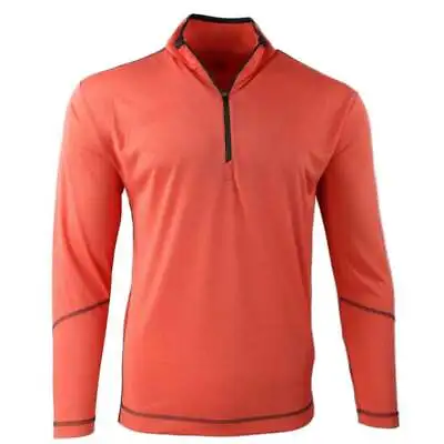 Page & Tuttle Coverstitch Heather Mock Neck Long Sleeve 14 Zip Pullover Top Mens • $12.99