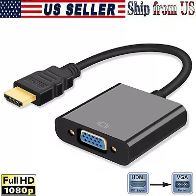 HDMI 1080P Male To VGA Female Video Adapter Cable Converter Chipset Built-in • $3.50
