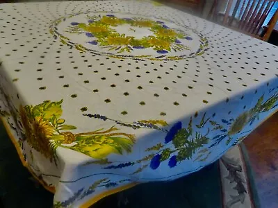 Le Lavandin Avignon 70  Round Cotton Tablecloth Provence France  Sunflowers • $17.50