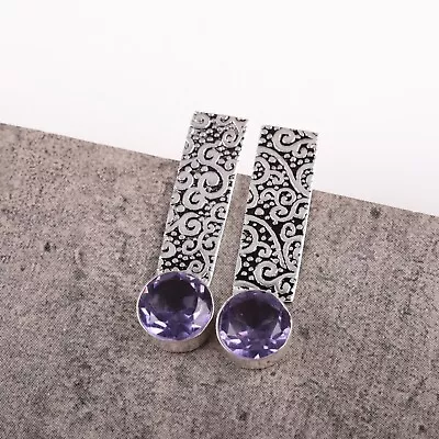 Natural Iolite Gemstone Drop/Dangle Purple Earrings 925 Sterling Silver Jewelry • $13.95