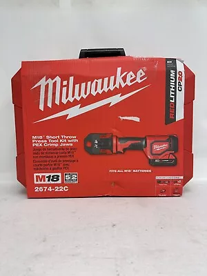 Milwaukee M18 18V Short Throw Press Tool Kit W/ PEX Crimp Jaws (2674-22C). • $649.50
