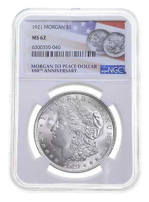 1921 MS62 Morgan Silver Dollar NGC 100th 2021 Label Philadelphia • $59.95