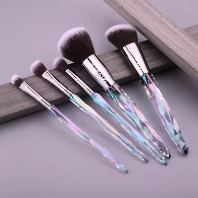 Crystal Transparent Handle Kabuki Powder Foundation Makeup Brushes With Bag • $14.99