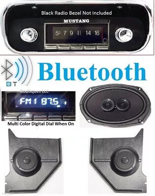 1967-1968 Mustang Bluetooth Radio + Dash Speaker + Convert Kick Panels NO AC-740 • $614