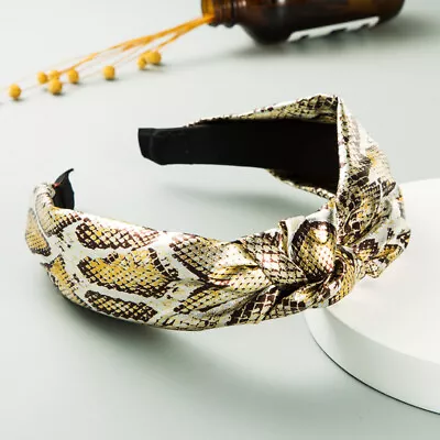 Top-Selling Retro Knotted Snake Pattern Faux Leather Wide-Brimmed Headband • $14.93