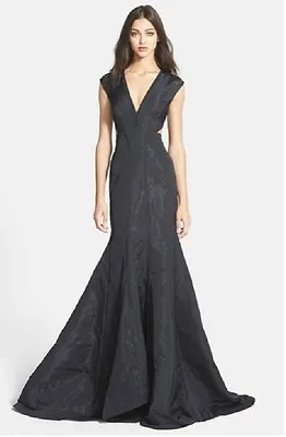 Nicole Miller 'Kelsey - Liquid Vinyl' Woven Trumpet Gown (Size 10) • $329.99