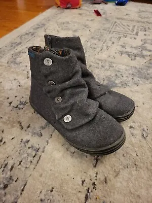 Blowfish Malibu Booties Boots Gray Zip Size 6 Woman’s Buttons Wool • $17.99