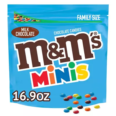 M&M'S Minis Milk Chocolate Candy Family Size 16.9 Oz Resealable Bulk Candy Bag • $10.23