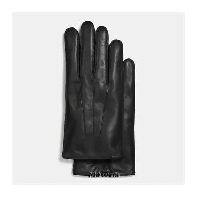 NEW Genuine COACH Gloves For Men Black Basic Nappa Leather W/Cashmere MSRP $128 • $61.50