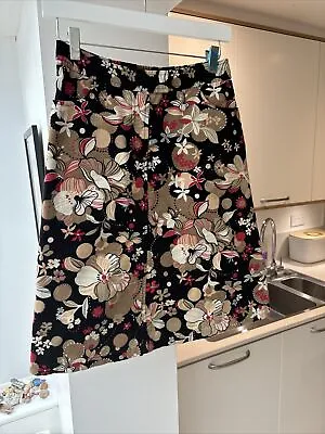 Laura Ashley - Floral Cotton Skirt - UK Size 8 - Flower Print A-Line Midi Skirt • £13.99