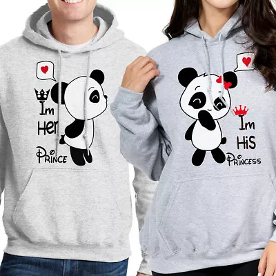 Nwt Panda Princess/prince Couple Matching Valentine's Day Gift Light Gray Hoodie • $23.99