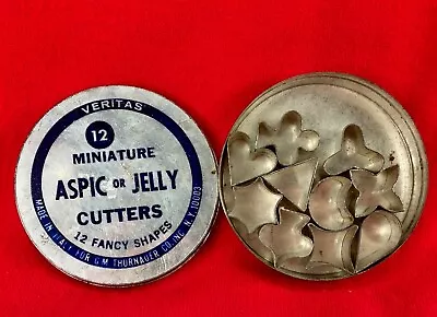 Veritas 12 Miniature Aspic Or Jelly Cutters Antique Tin 12 Fancy Made In Italy • $20