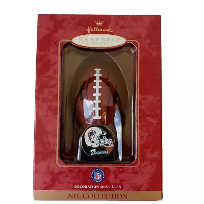 VTG HALLMARK Keepsake 2000 ORNAMENT NFL Collection MIAMI DOPHINS FOOTBALL BRASS • $9.99