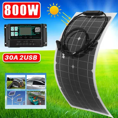 12V 800W Flexible Solar Panel Kit + 30A Charger Controller RV Trailer Camper Van • £29.99
