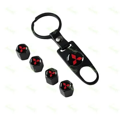 New For MITSUBISHI Car Wheel Tire Valves Dust Stem Air Caps Keychain Emblem Set • $12.38