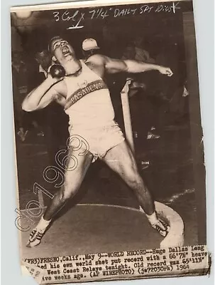 Shot Put Athlete DALLAS LONG In FRESNO California Sports 1964 Press Photo • $30