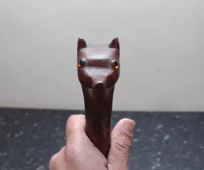 Nice Carved Fox Head Walking Cane Stick With Glass Eyes 126cm 49inches • £75