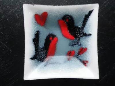 VTG Enamel On Cooper TRINKET DISH Signed BROWER Birds & Hearts MCM  3  FREE SHIP • $13.39