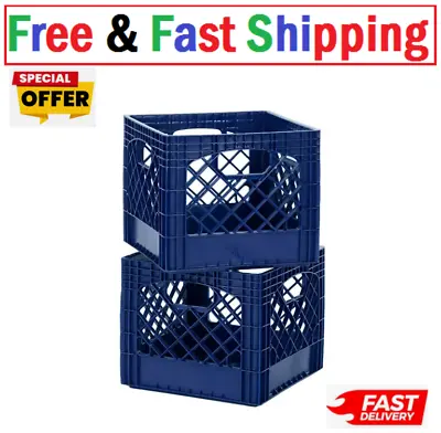 Buddeez Durable Plastic Classic Milk Storage Crate Blue (2-Pack Set) • $25.99