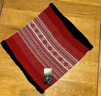 Reversible Fleece Fairisle Scarf Neck Tube Face Cover Red Black Snood Unisex NEW • £7.99