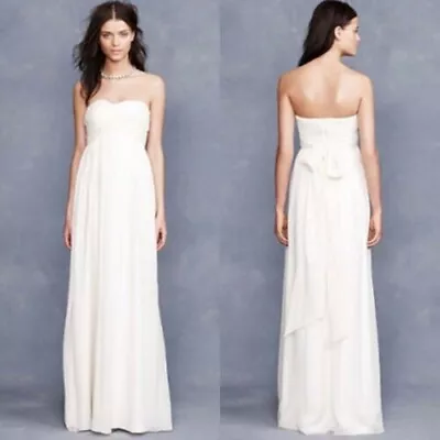 J.Crew Wedding 22531 Ivory Silk Chiffon Strapless Taryn Romantic Dress 6 • $60