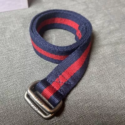 Ralph Lauren Polo Fabric D Ring Belt - Dark Blue With Red Stripe 32” • £6