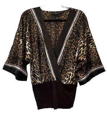 My Favorite Things Colleen Lopez Satin Leopard Cheetah Print Women’s Blouse M • $19.99