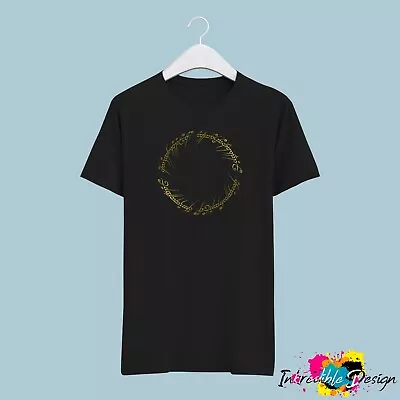 LOTR Lord Of The Rings T Shirt Fans Gift Men Tee Top Fun Geek Novelty Glow Gold • £9.99