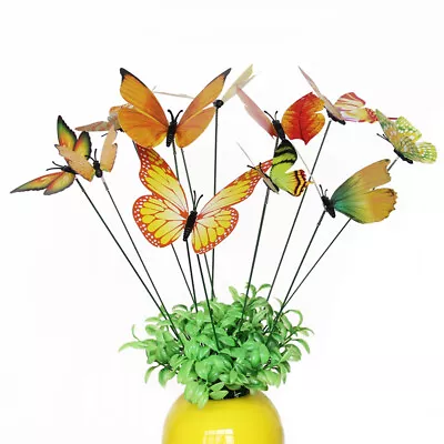 12pcs Fairy Garden Butterflies On Sticks Outdoor House Flower Pot Yard Ornament • £3.99