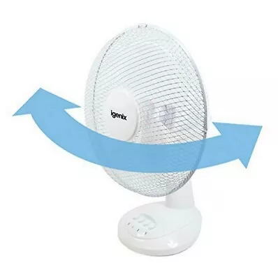 £16.99 • Buy 12 Inch Table Fan Igenix DF1210, 3 Speed Quiet Operation Tilt White  Damaged Box