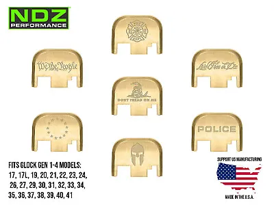 For Glock 17 19 Gen 1-4 Slide Cover Back Plate Brass - Engraved Patriotic Images • $18.99
