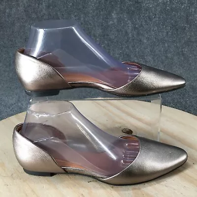 J Jill Shoes Womens 9.5 Pointed Toe D Orsay Flats Slip On Metallic Gold Leather • $32.99